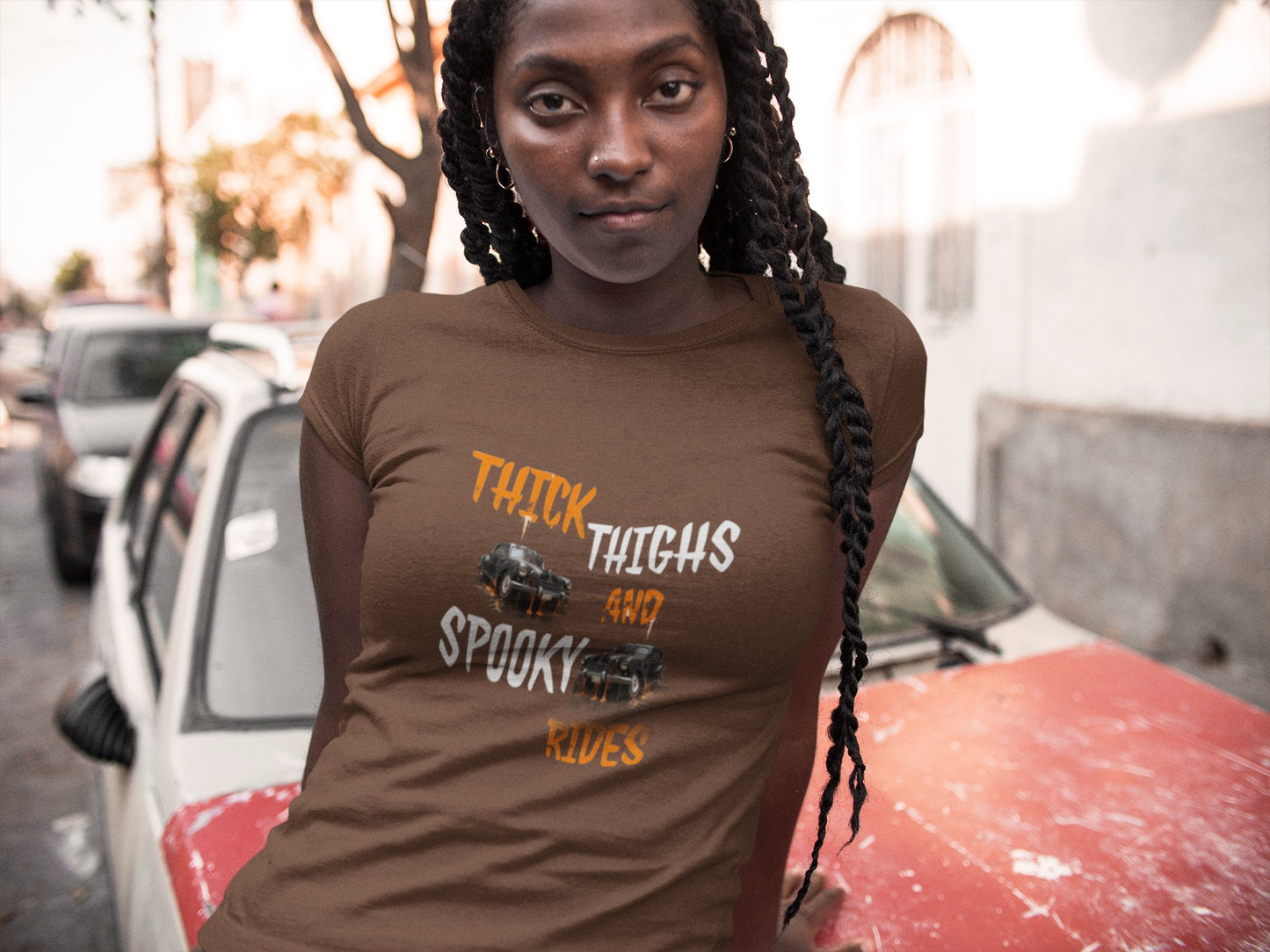 Thick Thighs & Spooky Rides - Women's Halloween Tee - Classic Butterfly