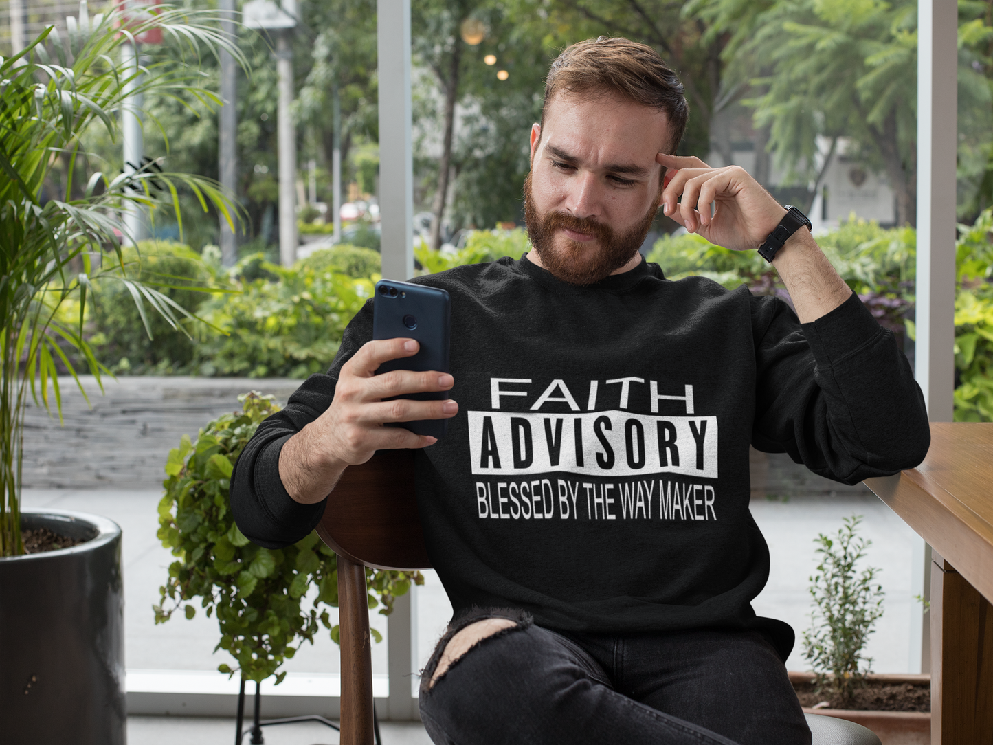 Men's Blessed By The Waymaker Long-Sleeve- Sweatshirt - Faith - Inspired Apparel