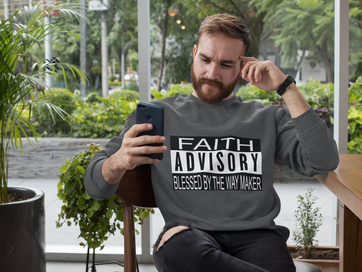 Men's Blessed By The Waymaker Long-Sleeve- Sweatshirt - Faith - Inspired Apparel