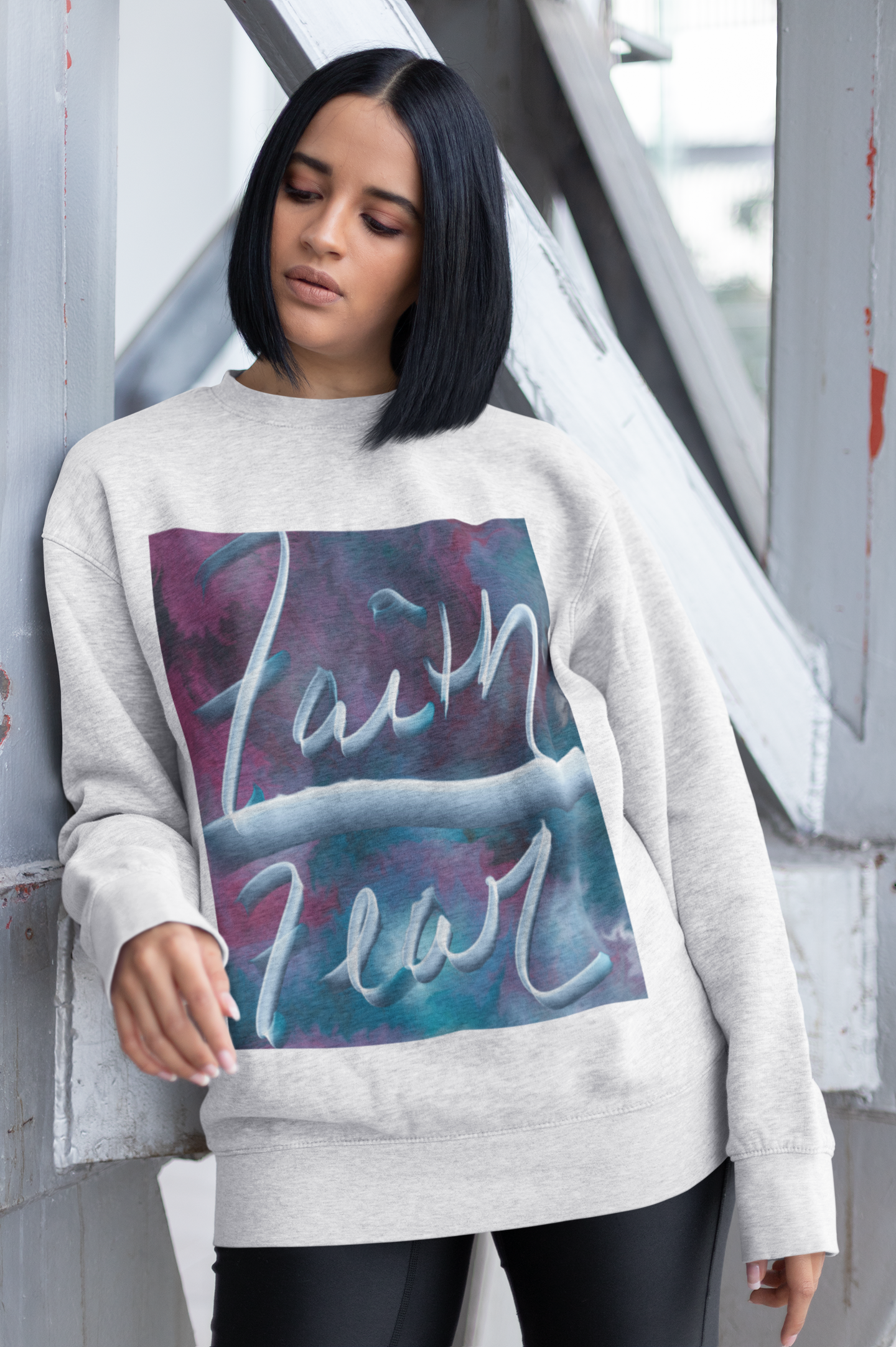 “Faith Over Fear Long-Sleeve Sweatshirt – Inspirational Christian Apparel”