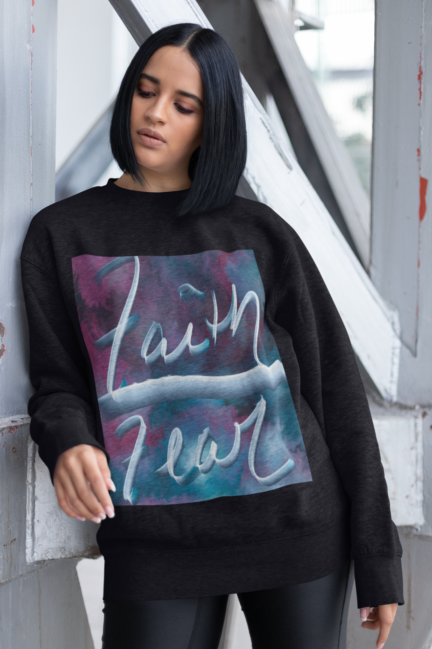 “Faith Over Fear Long-Sleeve Sweatshirt – Inspirational Christian Apparel”