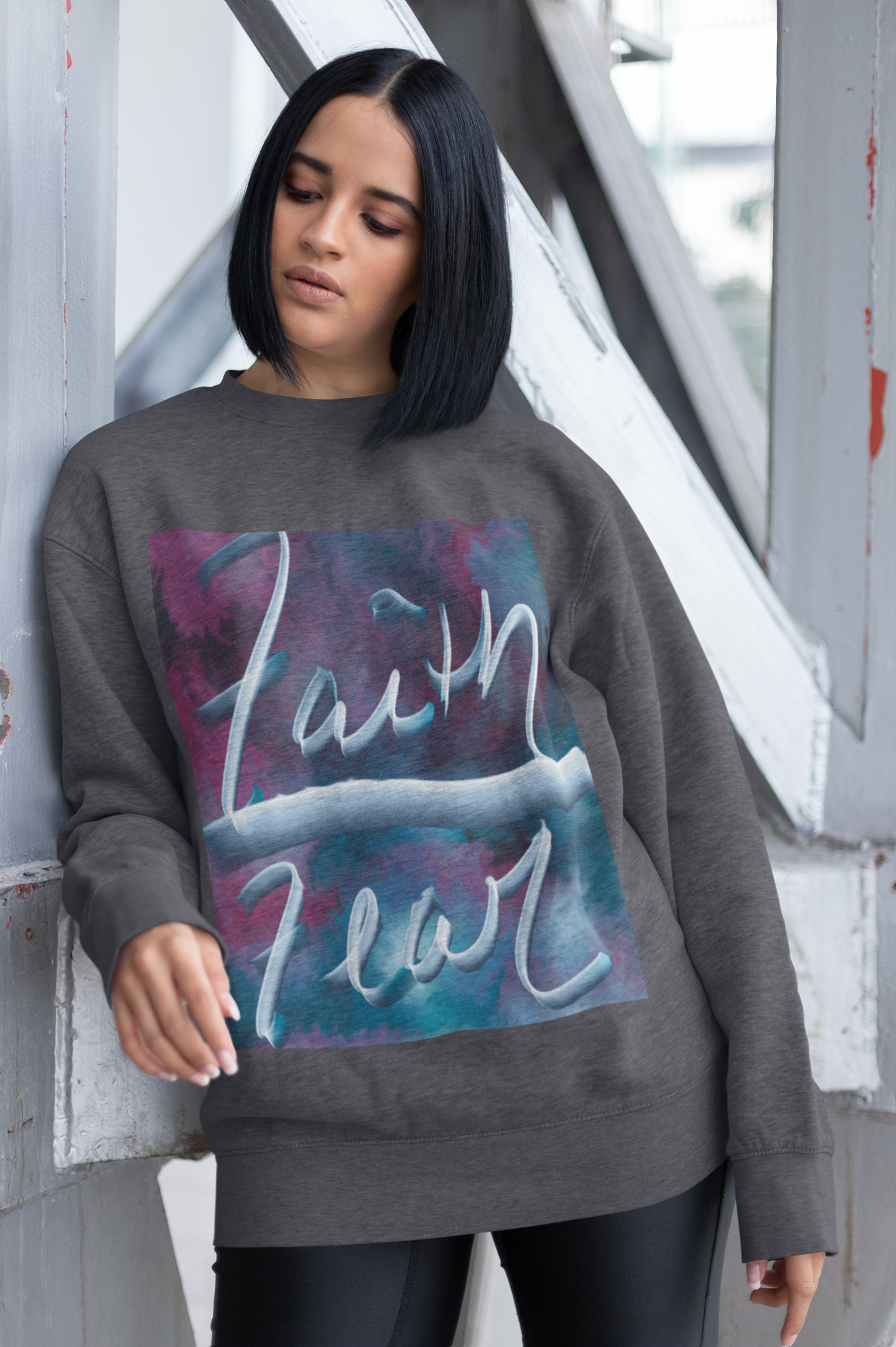 “Faith Over Fear Long-Sleeve Sweatshirt – Inspirational Christian Apparel”