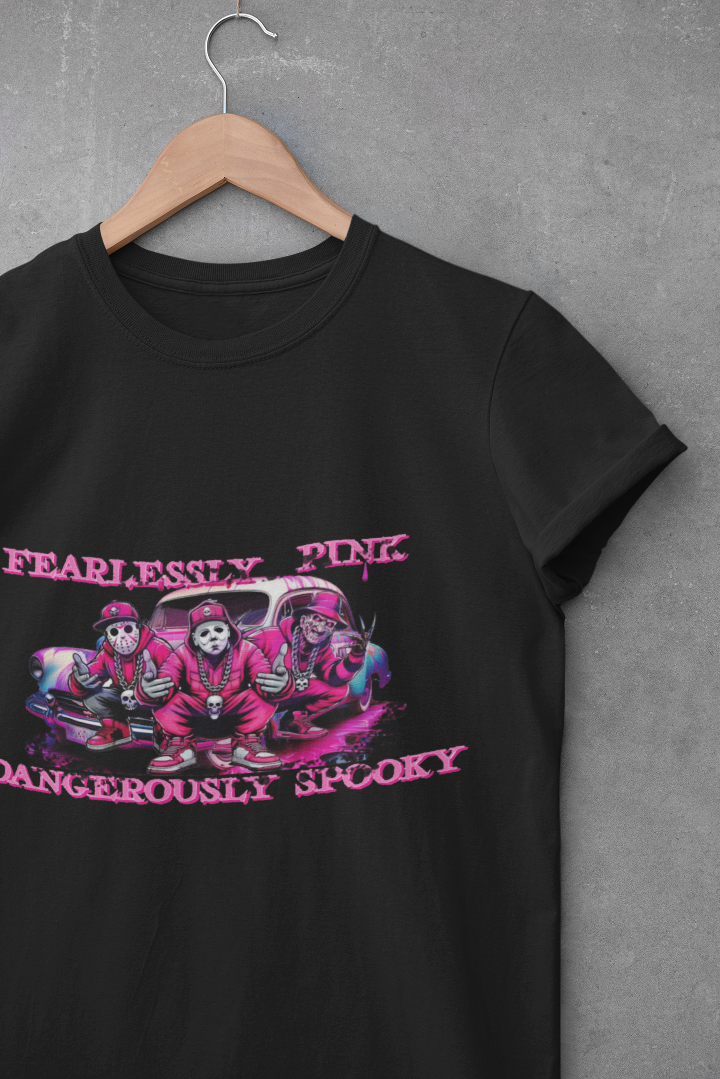 Women's Fearlessly Pink, Dangerously Spooky Tee – Bold & Stylish Short Sleeve Shirt