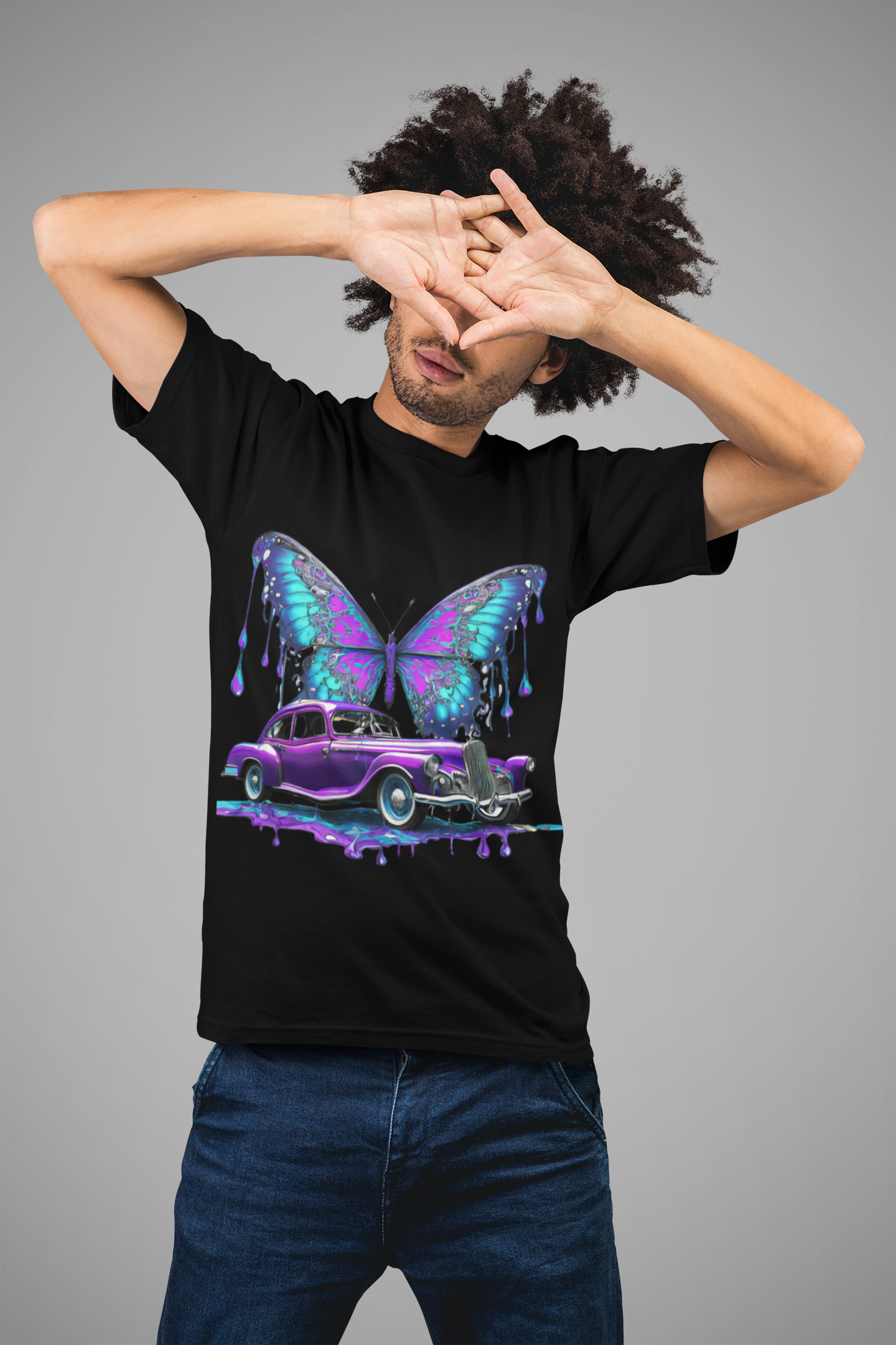 Men's Short Sleeve Classic Car Butterfly T-Shirt – Where Classic Meets Nature