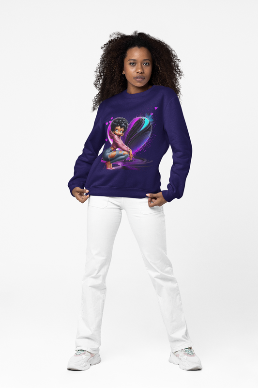 Women's Betty Boop Long Sleeve Sweatshirt - Iconic and Cozy Graphic Pullover