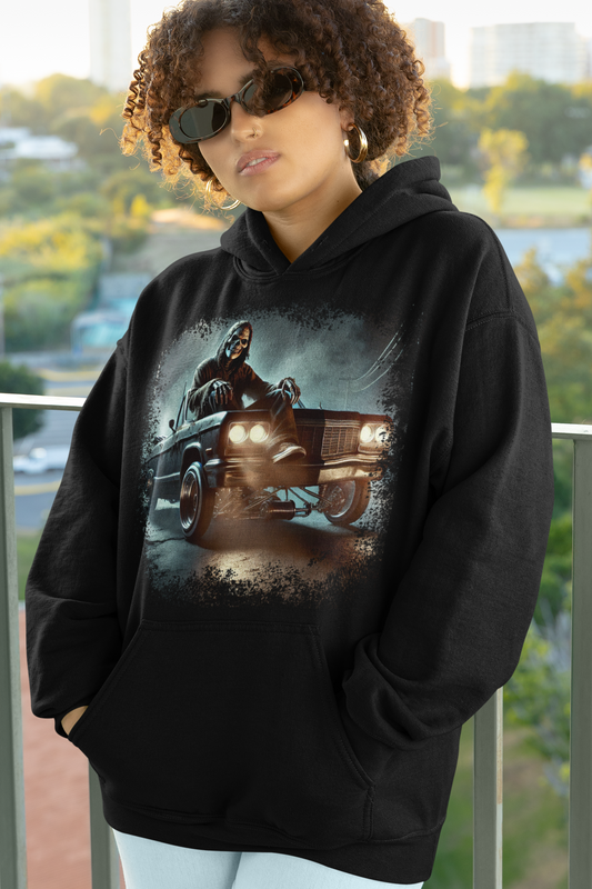 Unisex Reaper Vibes Long Sleeve Hoodie - Embrace The Dark Ride In Style