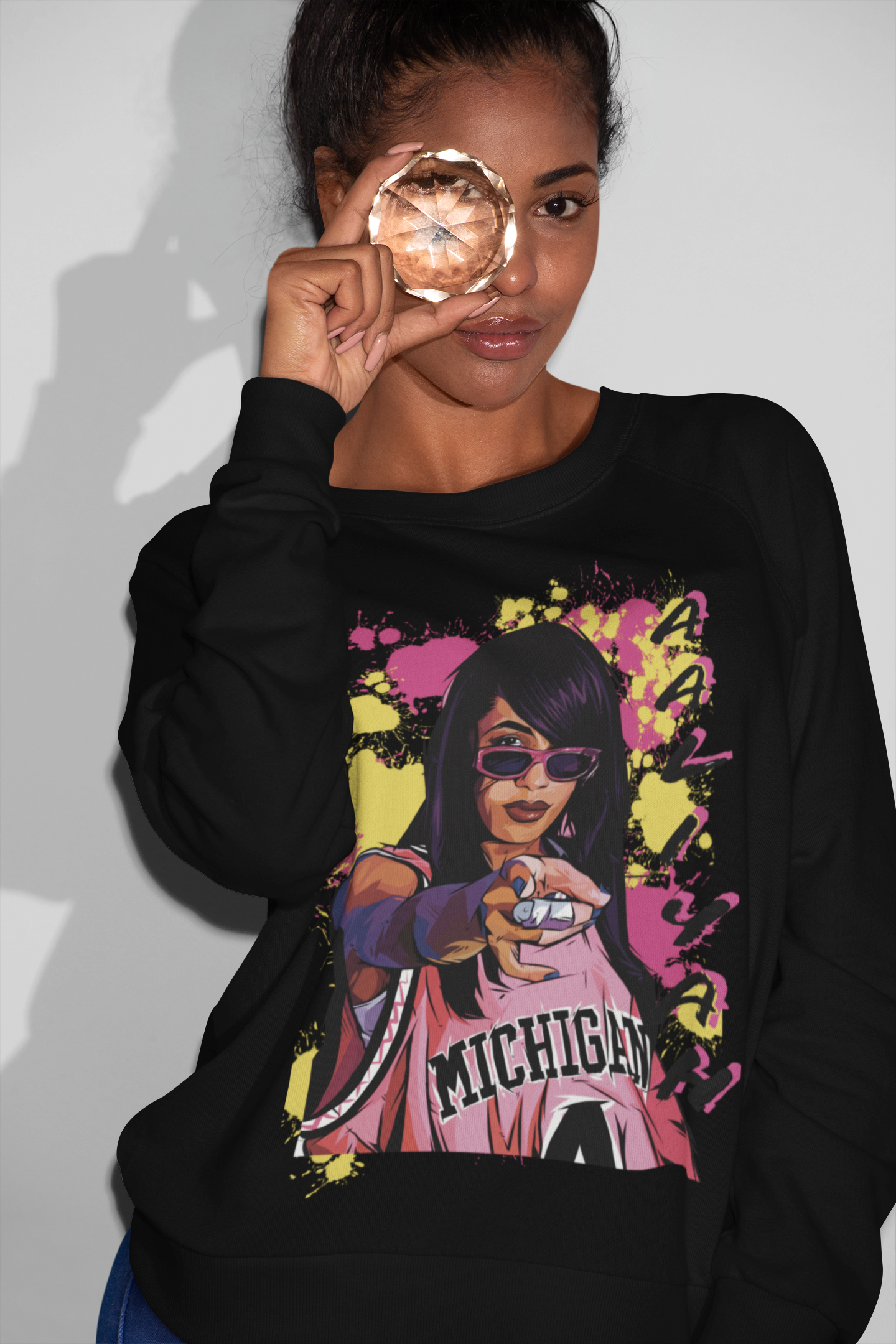 Aaliyah Tribute Long-Sleeve Sweatshirt-Classic 90's R&B Style