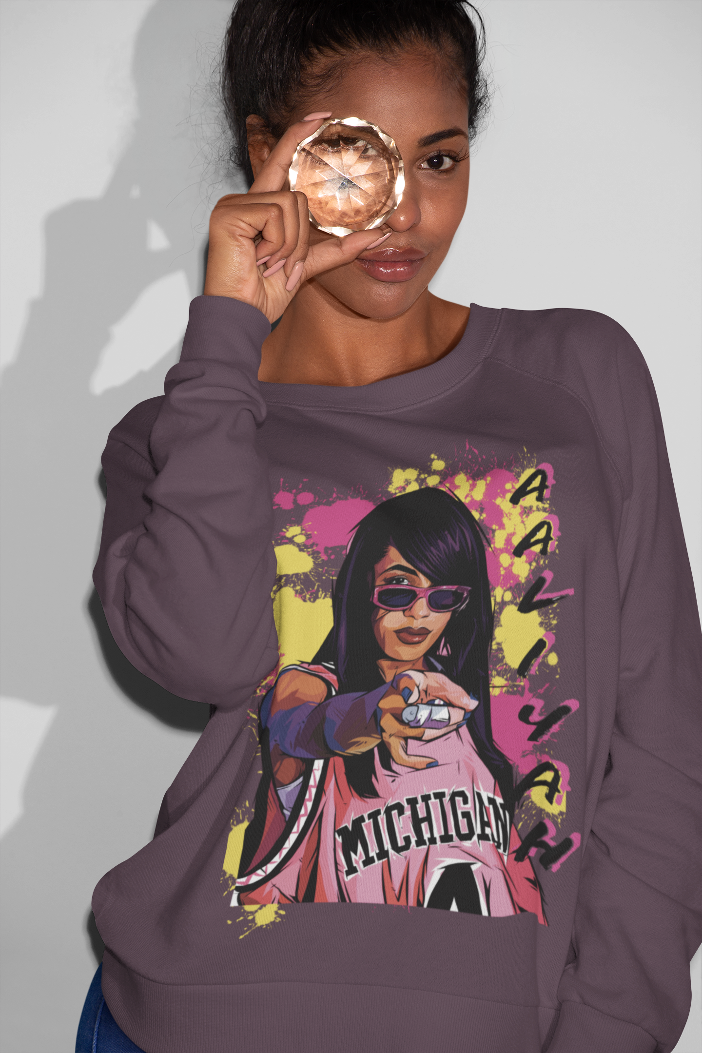 Aaliyah Tribute Long-Sleeve Sweatshirt-Classic 90's R&B Style