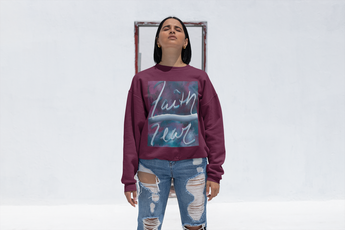 “Faith Over Fear Long-Sleeve Sweatshirt – Inspirational Christian Apparel”