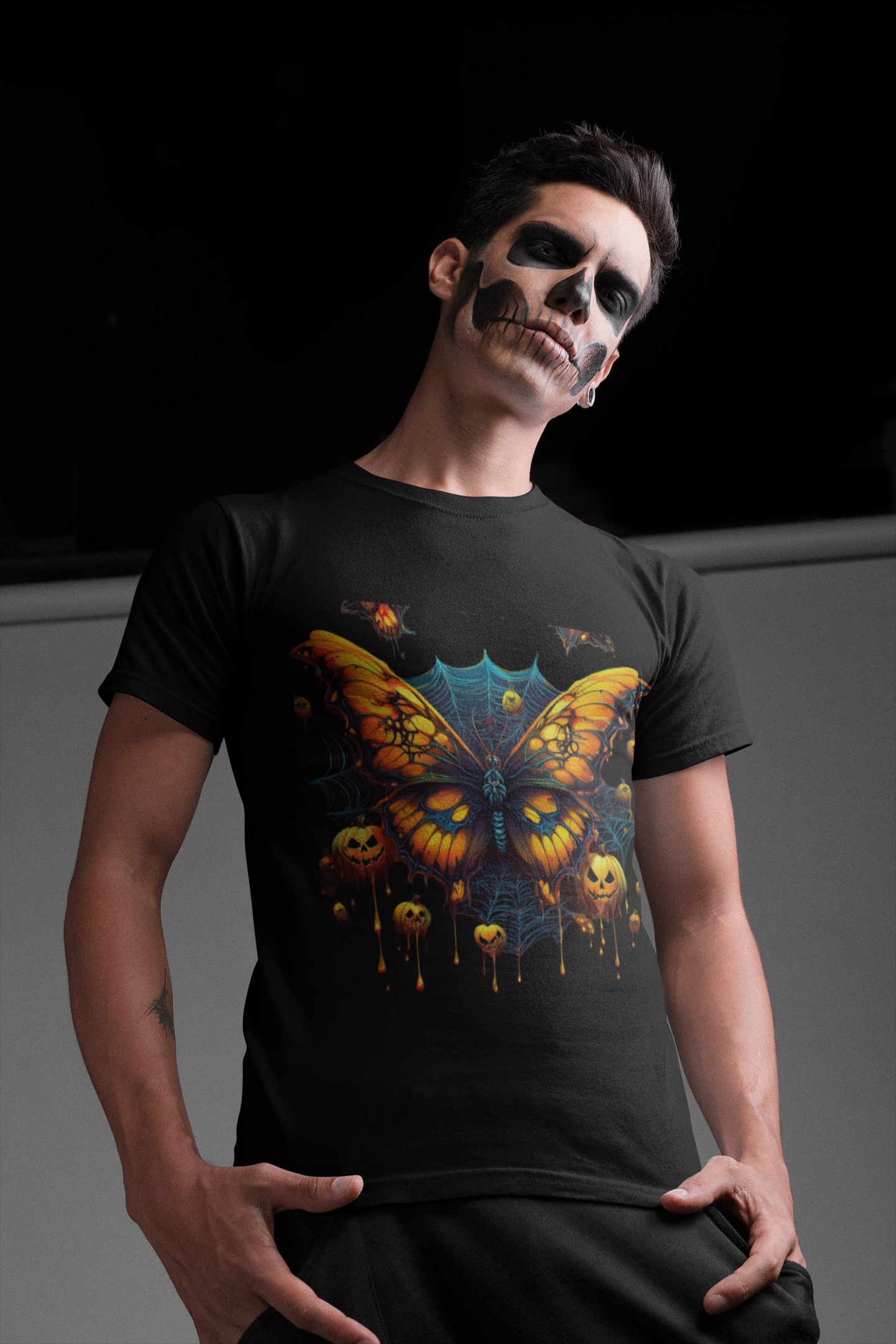 Unisex Pumpkin Butterfly Tee – Unique Short-Sleeve Shirt for Fall & Halloween