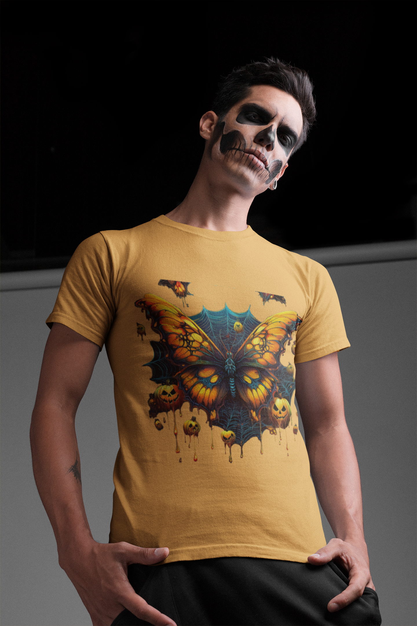 Unisex Pumpkin Butterfly Tee – Unique Short-Sleeve Shirt for Fall & Halloween