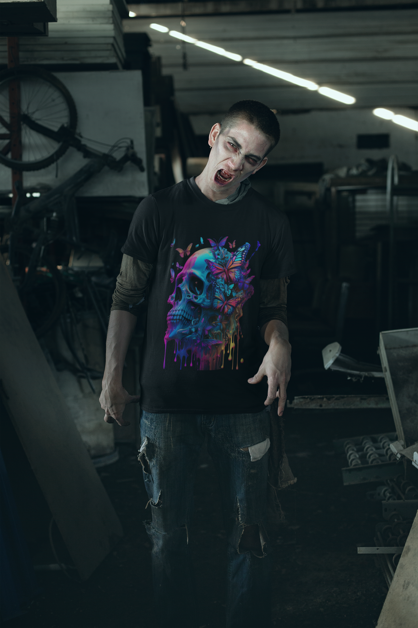 Unisex Short-Sleeve Dripping Skull Halloween Tee