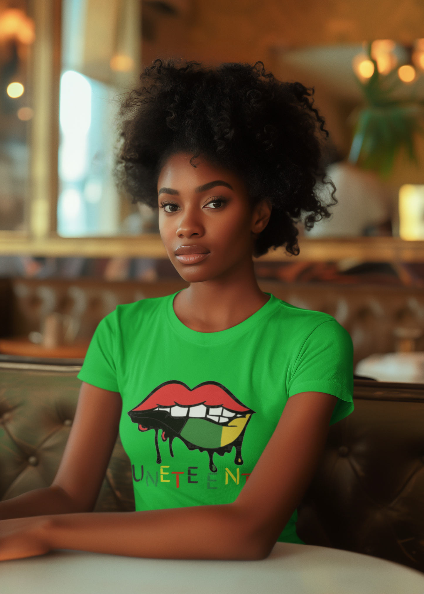 Women's Short Sleeve Juneteenth Dripping Lips T-Shirt