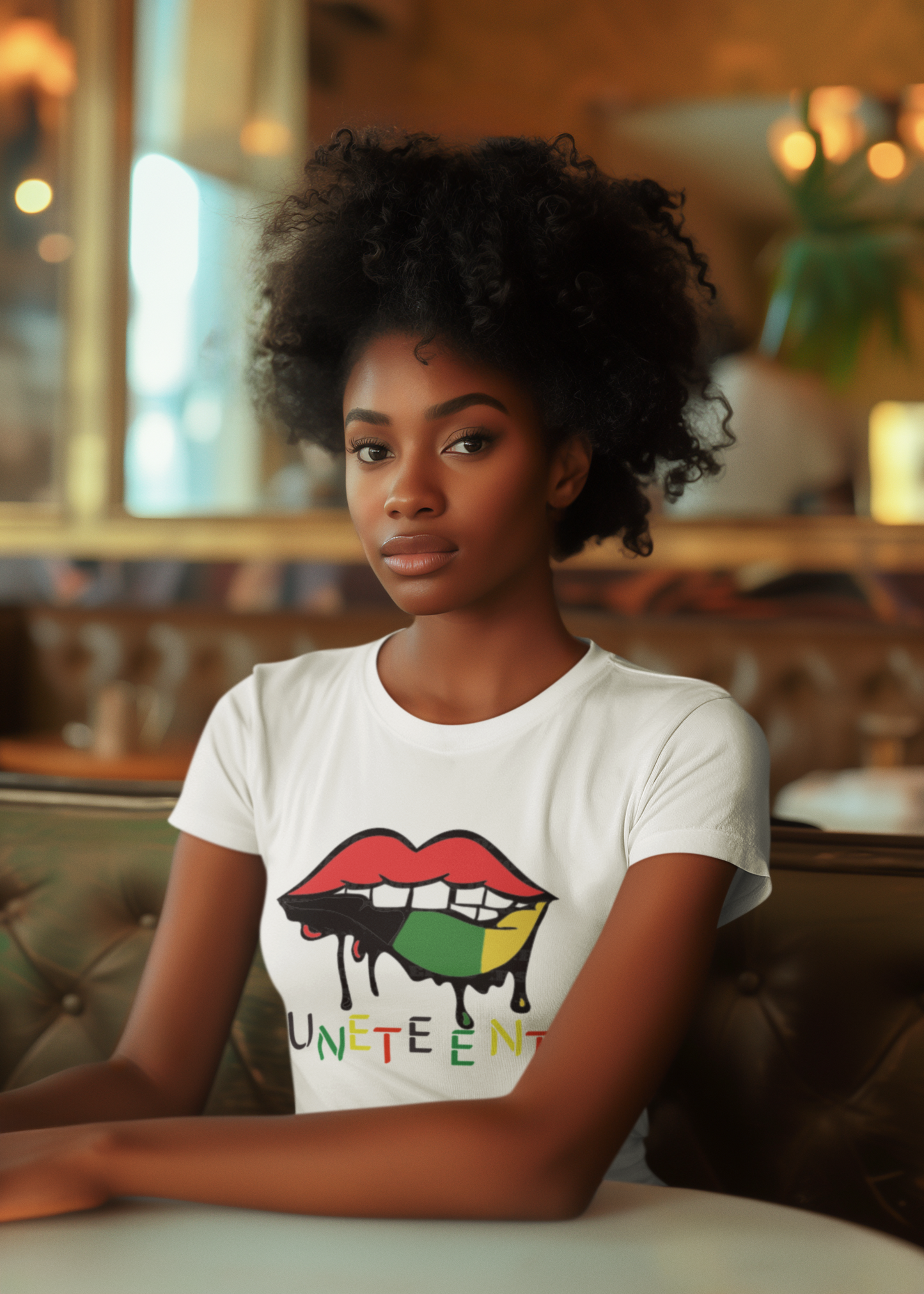 Women's Short Sleeve Juneteenth Dripping Lips T-Shirt